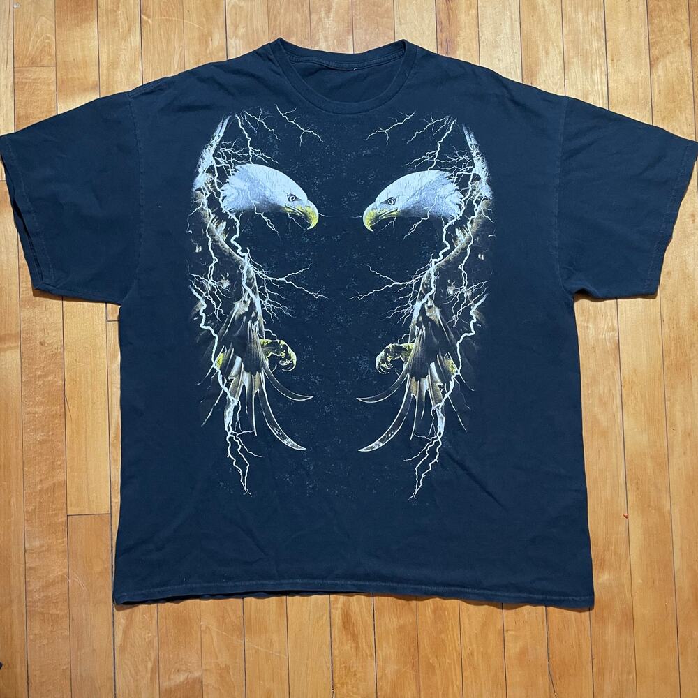 90s Lightening Nature black Tee Bald Eagle size L